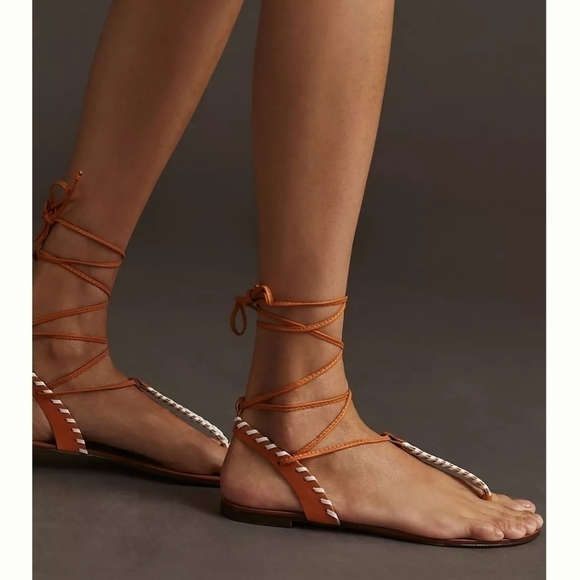 NIB Anthropologie Tie Up Thong Sandals-Cedar. EU 37/US 6.5 - Picture 2 of 8